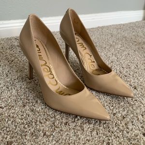 Sam Edelman nude patent heel pumps